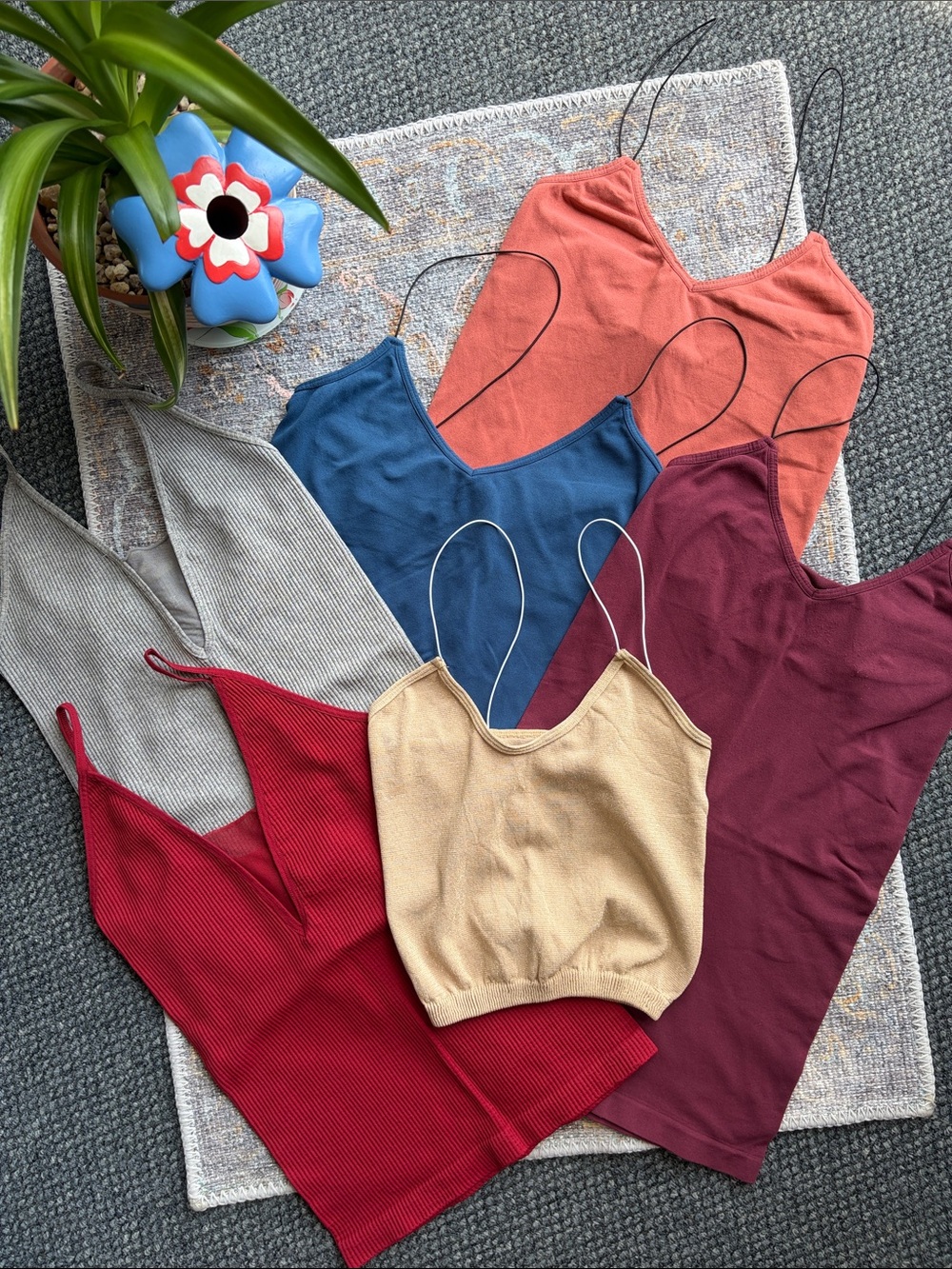 Free People Lot of 6 Tanks Women’s Ribbed Crop Strappy Tank Tops XS/S